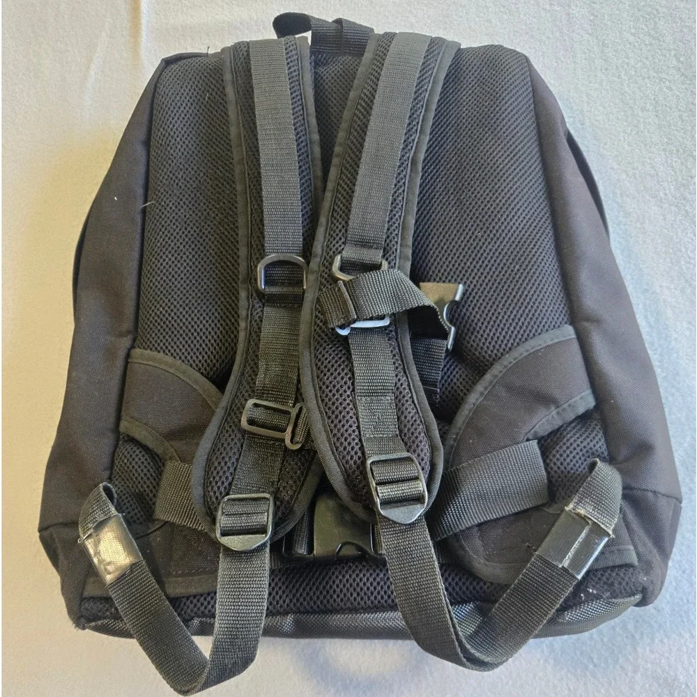 Unbranded Backpack Mens OS Black Canvas Utility‎ Multi Pocket Padded Straps